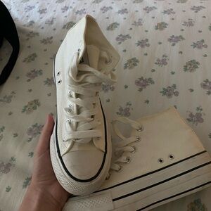High-Top Platform White Sneakers
